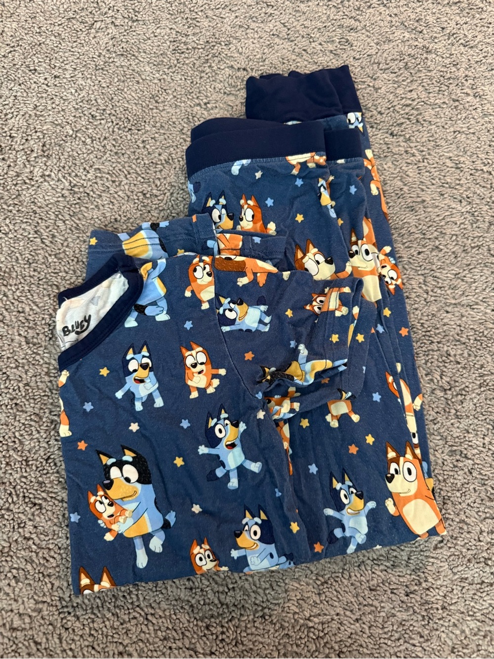 Little Sleepies Navy and Orange Bluey Character Pajama Set